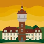 Le château d'eau de Schillingsfürst, construit comme un phare dans le style wilhelminien en Bavière, Allemagne.