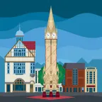 Der „Haymarket Memorial Clock Tower“ in Leicester, England.