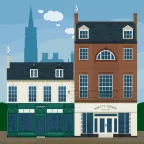 Deux beaux bâtiments historiques avec des façades de magasins sur la High Street de Stamford dans le Lincolshire, en Angleterre.