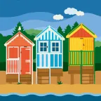 A few colorful beach huts at the beach of Wells-next-the-Sea in Norfolk, England.