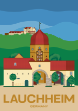 The Oberes Tor (Upper Gate) and Kapfenburg palace in Lauchheim in Baden-Württemberg, Germany.