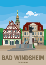 Bad Windsheim The fountain and historic buildings on Kornmarkt in the bavarian town of Bad Windsheim, Germany.