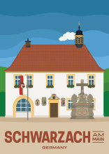 The historic town hall of Schwarzach am Main in Bavaria, Germany.