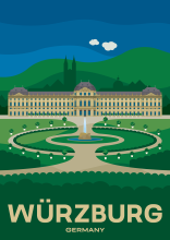 Würzburg The garden facade of Würzburg Residence, a UNESCO World Heritage Site in Würzburg, Germany.