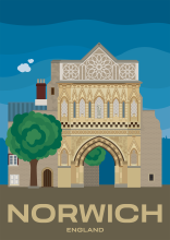 St. Ethelbert's Gate, ein Tor aus dem 14. Jahrhundert zum Cathedral Close von Norwich in Norfolk, England.