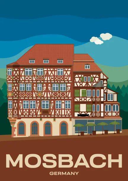 La Palmsches Haus à Mosbach, dans le Bade-Wurtemberg, l'une des plus belles maisons à colombages d'Allemagne.