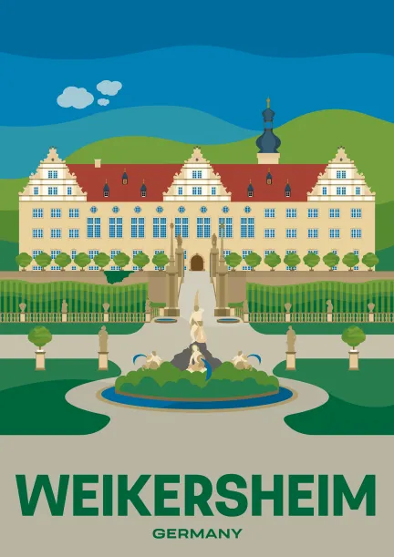 The palace Schloss Weikersheim with its Renaissance Garden in Weikersheim, Germany.