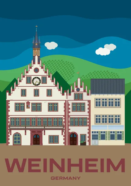 The old town hall at the market square of Weinheim in Baden-Württemberg, Germany.