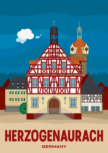 Das schöne alte Rathaus von Herzogenaurach, der Heimat von Adidas und Puma in Bayern, Deutschland.
