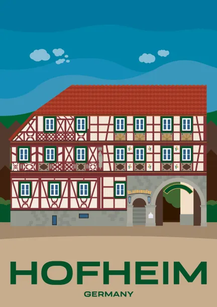 Das Hotel „Fränkischer Hof“ von 1726 im bayerischen Hofheim, Deutschland.