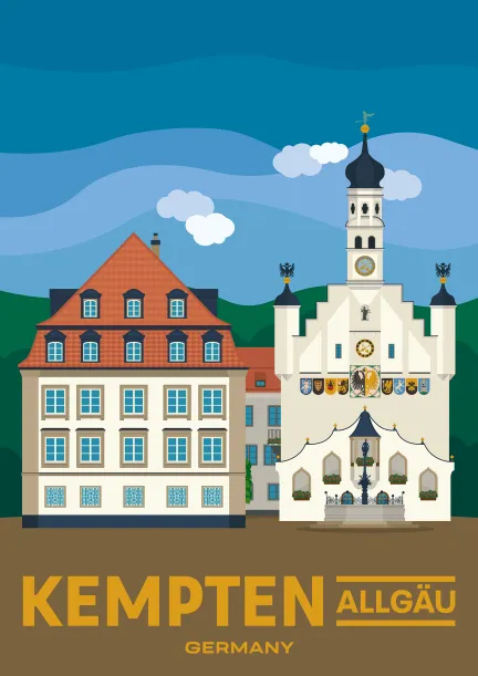 The town hall at the market square of Kempten, Bavaria.