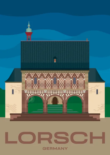 Das karolingische Torhaus der UNESCO Welterbestätte Kloster Lorsch in Hessen, Deutschland.