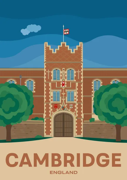 Das College Torhaus von Jesus College in Cambridge, England.