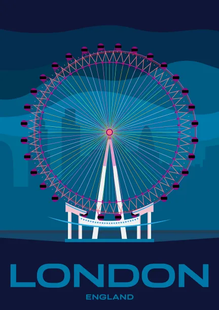 The London Eye, europe's biggest Ferris wheel in London, England.