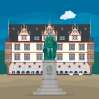 Le monument Prince Albert devant la mairie de Cobourg en Bavière, Allemagne.