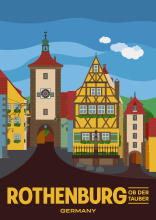 The Sieberstor and the Kobolzeller Tor in the romantic Old Town of Rothenburg ob der Tauber, Germany.