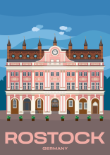 The city hall of Rostock, a mix of Baroque and Brick Gothic architecture, in Mecklenburg-Western Pomerania, Germany.