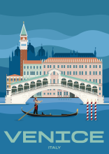 The Rialto Bridge, spanning the Grand Canal in Venice, Italy.