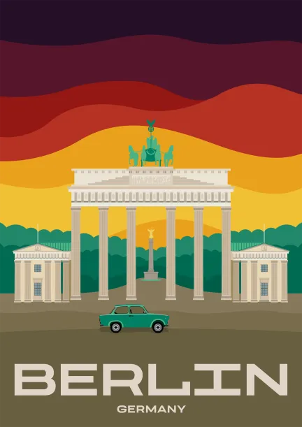 The Brandenburg Gate with the Siegessäule in the Background in Berlin.