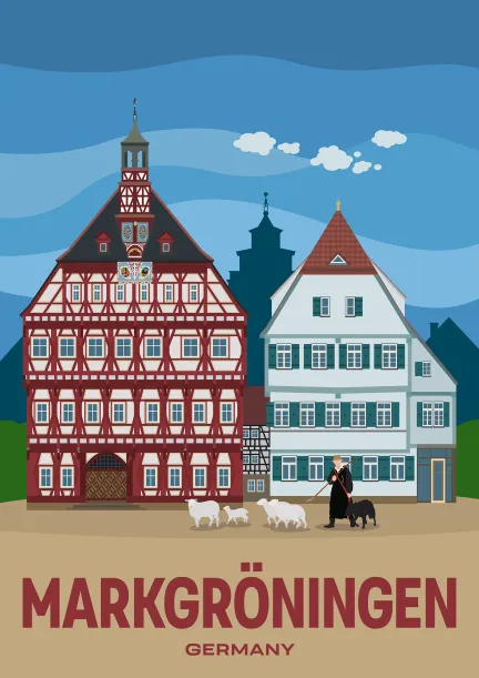 The magnificent town hall at the market square of Markgröningen in Baden-Württemberg.