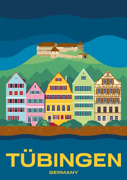Le château « Hohentübingen » et la vieille ville de Tübingen, en Allemagne.