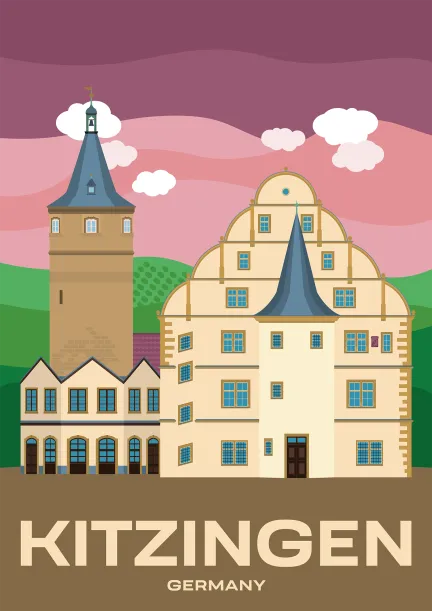 The crooked tower Falterturm in Kitzingen at the Main, Germany.