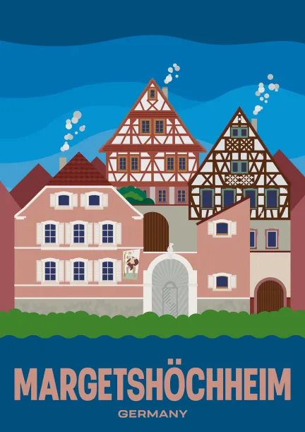 A beautiful ensemble of timber-framed buildings in Margetshöchheim, Germany.