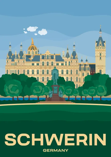 Le château de Schwerin, ancienne résidence des ducs et grands ducs de Mecklembourg, à Schwerin, en Allemagne.