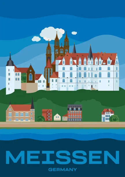 The Albrechtsburg and Meissen Cathedral in Meissen, Germany.