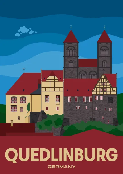 Die Burg und die Stiftskirche St. Servatius auf dem Schlossberg in Quedlinburg.