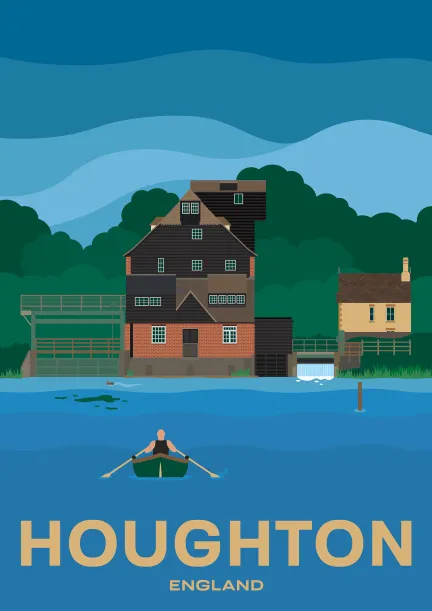 Houghton Mill, un moulin à eau du 18e siècle en activité et un site du National Trust dans le Cambridgeshire, en Angleterre.