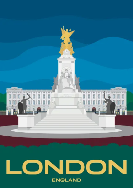 Le Victoria Memorial en face du palais de Buckingham à Londres, en Angleterre.