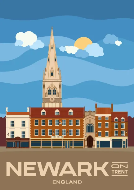 La place du marché de Newark-on-Trent dans le Nottinghamshire, en Angleterre.