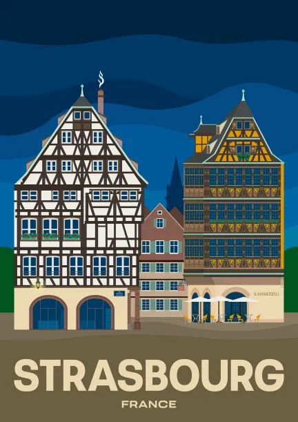 The Pharmacie du Cerf and the Maison Kammerzell near the cathedral in Strasbourg, France.