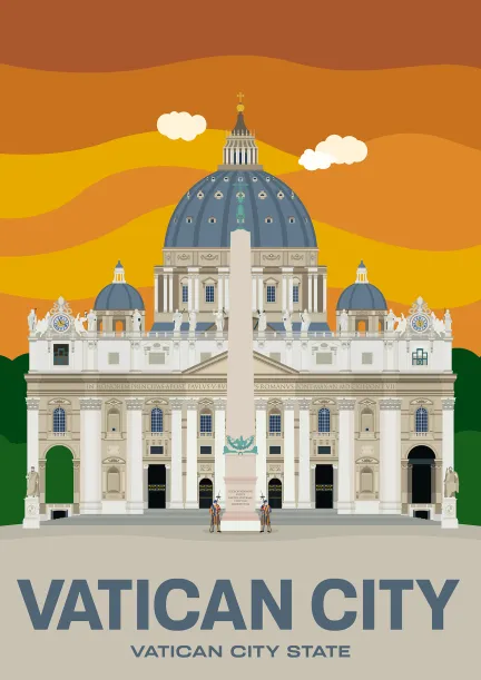 La basilique Saint-Pierre et l'immense obélisque dans l'État de la Cité du Vatican.